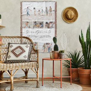 Grandparents Make the World   6 Photo Throw Blanket