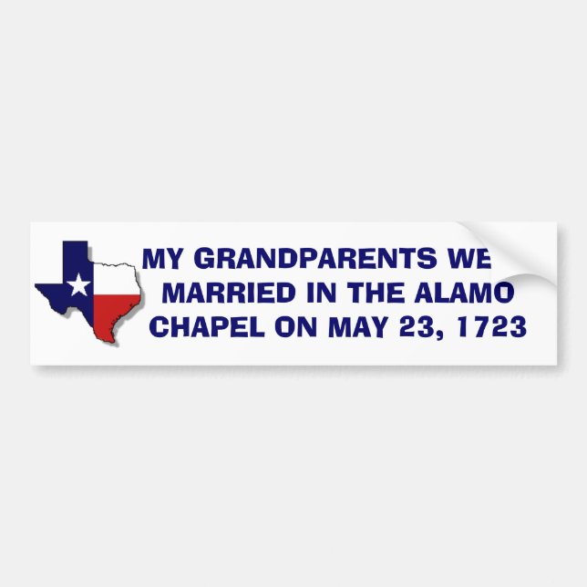 GRANDPARENTS MARRIED AT ALAMO 1723 BUMPER STICKER (Front)