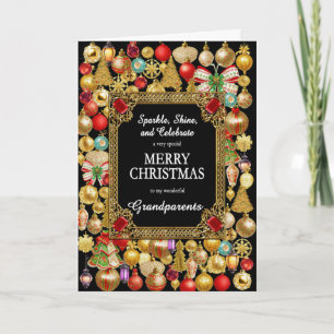 Grandparents Merry Christmas with Ornaments Holiday Card