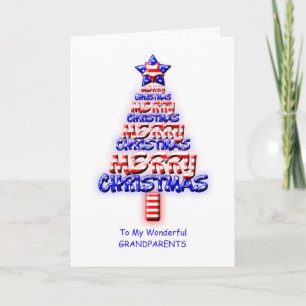 Grandparents, patriotic Christmas tree Holiday Card