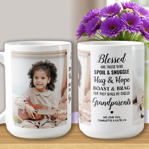 Grandparents Personalised Grandma Grandpa 2 Photo Coffee Mug