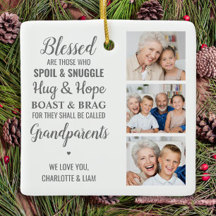 Grandparents Personalised Photo Collage Ceramic Ornament