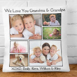 Grandparents Photo Collage Cushion<br><div class="desc">Celebrate the best grandparents with this custom white photo pillow featuring a 6 photo collage of their grandchildren, family members, pets, etc., "I Love You" or "We Love You, " and how they are addressed, e.g., "Grandma & Grandpa, " "Mum Mum & Pop Pop, " etc. You can also add...</div>