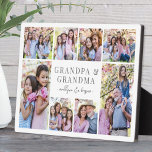 Grandparents Photo Collage Plaque<br><div class="desc">Personalised "Grandpa & Grandma" Photo Plaque with Easel Stand. This simple and elegant photo plaque is a beautiful way to showcase cherished memories. The design features space for eight photos, arranged in a border around the edges while keeping the focus on the meaningful text in the centre. At the centre,...</div>
