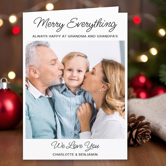 Grandparents Photo Cute Merry Everything Christmas Holiday Card (Creator Uploaded)