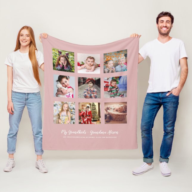 GRANDPARENTS PHOTO GIFTS - Blush Pink Fleece Blanket (In Situ)