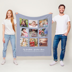 GRANDPARENTS PHOTO GIFTS - Dusty Blue Fleece Blanket