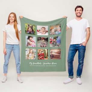 GRANDPARENTS PHOTO GIFTS - Green Fleece Blanket