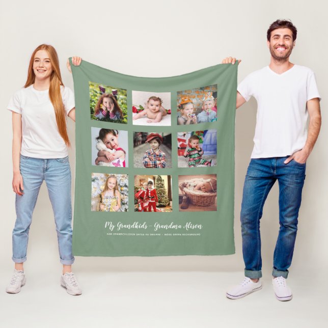 GRANDPARENTS PHOTO GIFTS - Green Fleece Blanket (In Situ)