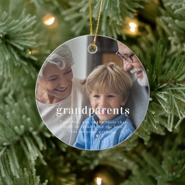 Grandparents | Photo Keepsake Christmas Ceramic Tree Decoration (Tree)