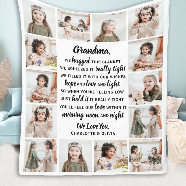 Grandparents Poem 14 Photo Collage Grandma  Fleece Blanket (Creator Uploaded)