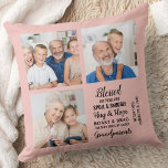 Grandparents Poem Custom Modern 3 Photo Collage  Cushion<br><div class="desc">Celebrate your grandparents with a custom photo collage pillow. This unique grandparents quote pillow is the perfect gift whether its a birthday, Grandparents day or Christmas. We hope your special keepsake photo pillow will become a treasured keepsake for years to come. . Quote " Blessed are those who Spoil &...</div>