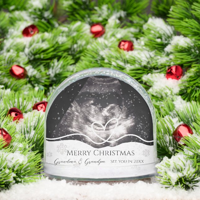 Grandparents Pregnancy Announcement Ultrasound Snowglobe (Christmas)