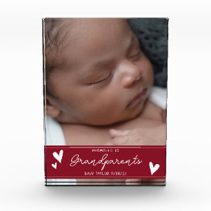Grandparents Promoted New Baby Script Keepsake Photo Block