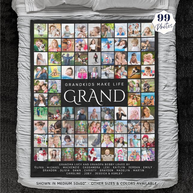 GRANDPARENTS QUOTE SAYING 99 Photo Collage Fleece Blanket (Creator Uploaded)