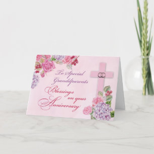 Grandparents Religious Wedding Anniversary Rings Card