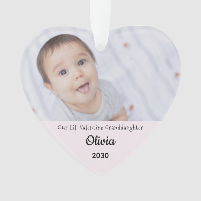 Grandparents Valentine Personalise Photo Name Year Ornament (Front)