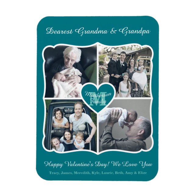 Grandparents Valentine Personalised Instagram Grid Magnet (Vertical)