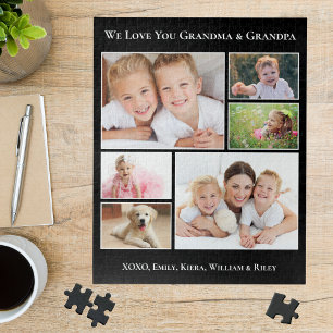 Grandparents We Love You Photo Black Personalised Jigsaw Puzzle