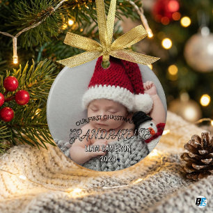Grandparents with photo First Christmas classic Ceramic Tree Decoration