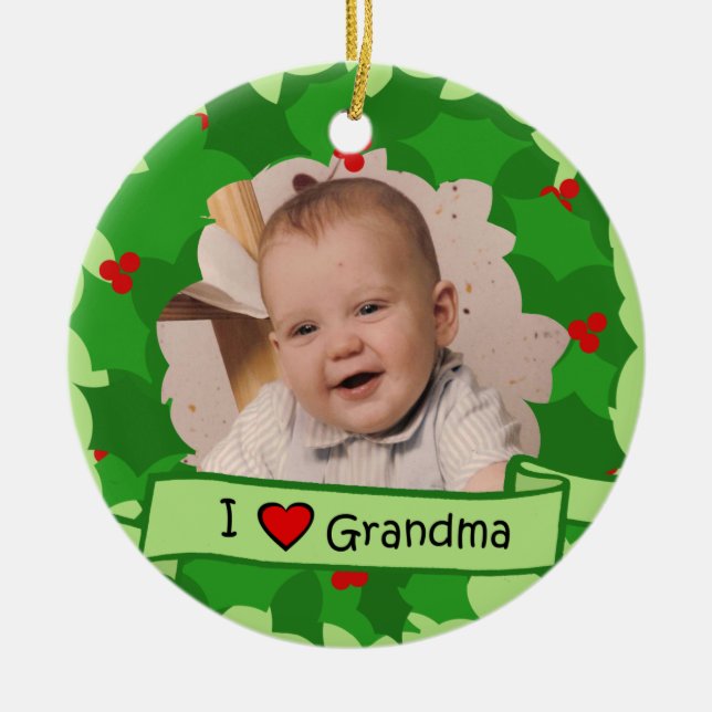 Grandparents Wreath Ceramic Tree Decoration (Front)