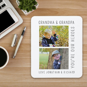 Grandparents "You're Our Heroes" Photo Mouse Mat