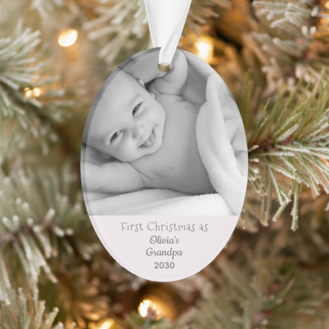 Grandpa's 1st Christmas Personalised Photo Name Ornament (Tree)
