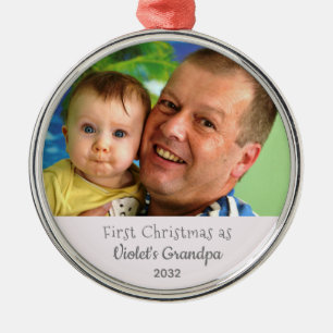 Grandpa's 1st Christmas Personalized Photo Name Or Metal Tree Decoration