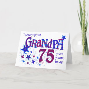 Grandpa's 75th Birthday Word Art with Stars Card