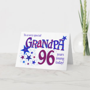 Grandpa's 96th Birthday Word Art with Stars Card