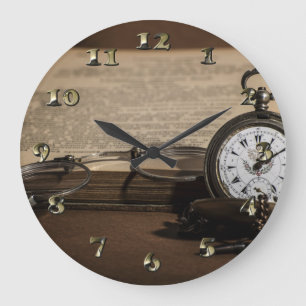 Grandpa's Antique Watch and Glasses Large Clock