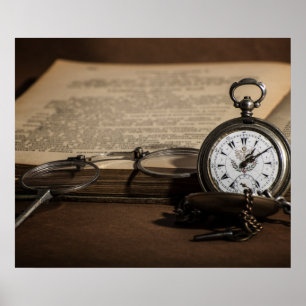 Grandpa's Antique Watch and Glasses Poster