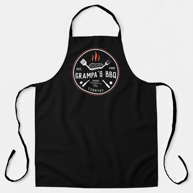 Grandpa's BBQ Personalised Father's Day Apron (Front)