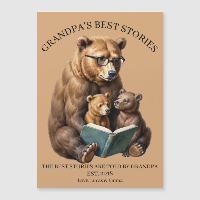 Grandpa's Best Stories Custom Fridge Magnet (Front)