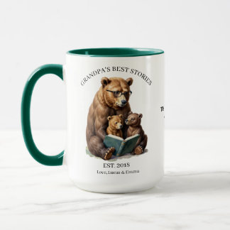 Grandpas Best Stories Folk Art Bear Coffee Mug