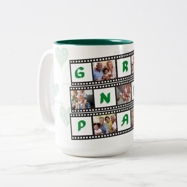 Grandpa's Coffee Mug Personalised with 7 Photos! (Front Left)
