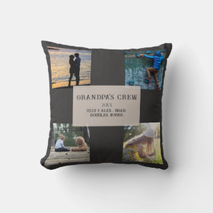 Grandpa's Crew Custom  4 Photo Grid  Cushion