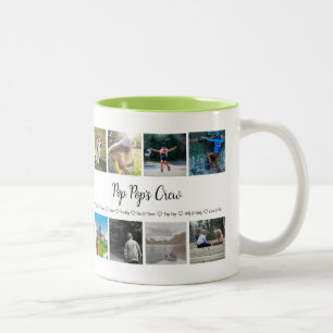 Grandpa's Crew Custom 8 Photo Grid   Two-Tone Coff Coffee Mug