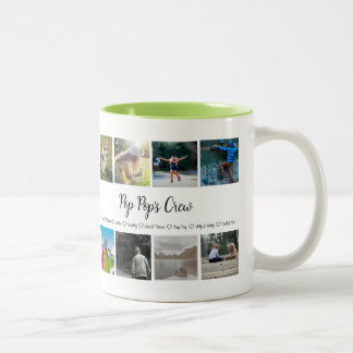 Grandpa's Crew Custom 8 Photo Grid   Two-Tone Coff Coffee Mug