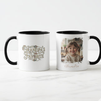 Grandpa's Favorite Floral Typography Photo Mug