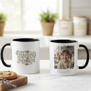 Grandpa's Favorite Floral Typography Photo Mug