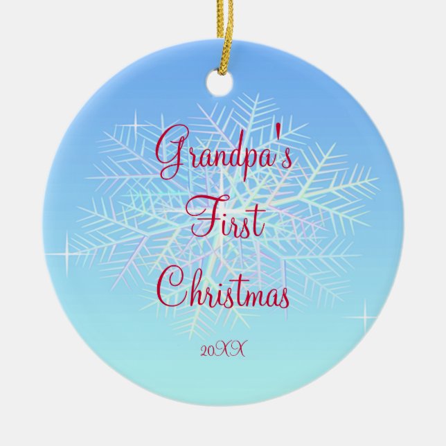 Grandpa's First  Christmas Snowflake Ornament (Front)