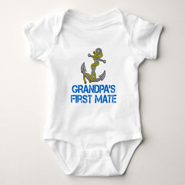 Grandpa's First Mate Baby Bodysuit (Front)