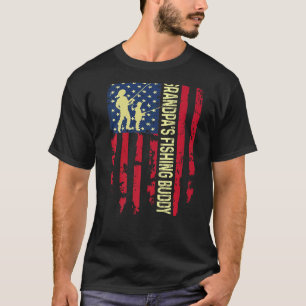 Grandpa's Fishing Buddy Dad Son Team Young Fisherm T-Shirt