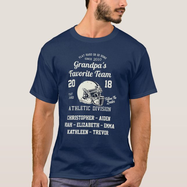 Grandpa's Football Favourite Grandkids Team T-Shir T-Shirt (Front)