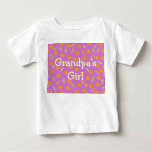 Grandpa's Girl Pink Orange Flowers Personalised Baby T-Shirt