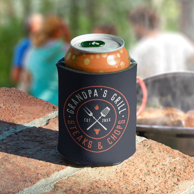 Grandpa's Grill Personalised Year Established Can Cooler (Creator Uploaded)
