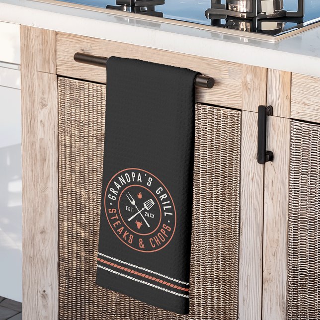 Grandpa's Grill Personalised Year Established Tea Towel (Creator Uploaded)