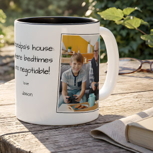 Grandpa's House Photo Name Grandkids Two-Tone Coffee Mug