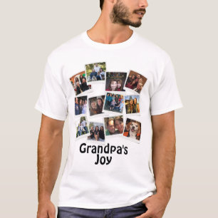 Grandpa's Joy Photo Frame Collage Modern Trendy T-Shirt
